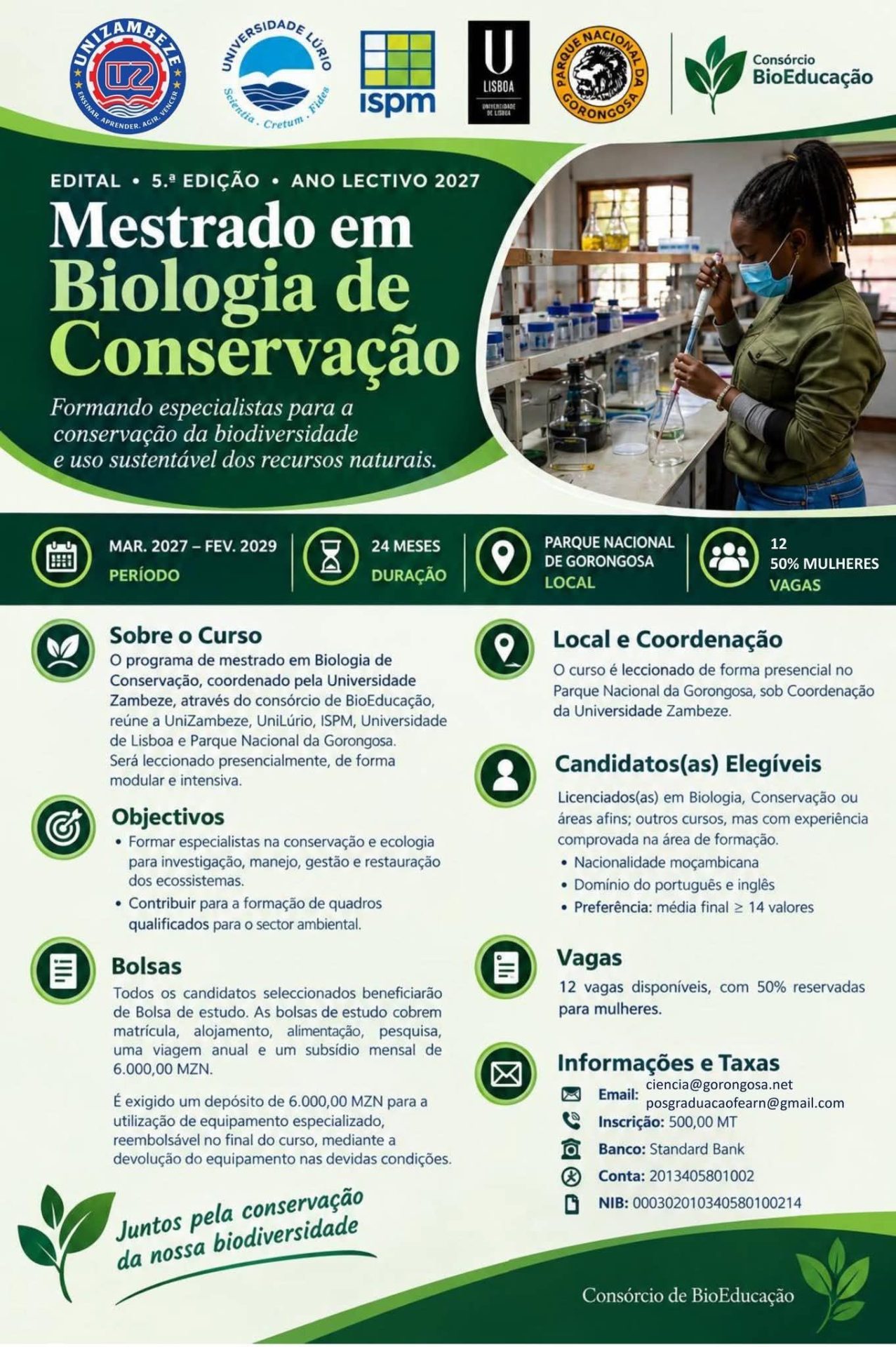 Edital de Mestrado em Biologia da Conservação 2027